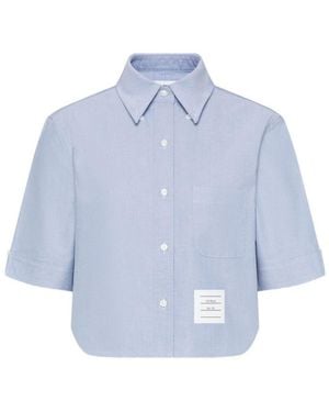 Thom Browne Cotton Cropped Shirt - Blue
