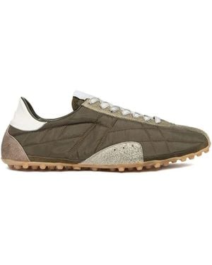Maison Margiela Quilted Polyester And Suede Sneakers With Textured Sole - Green