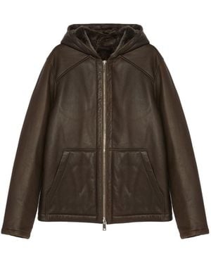 Yves Salomon Hooded Jacket - Brown