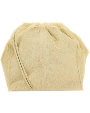 Jil Sander Cream Fur Dumpling Bucket Bag - Natural