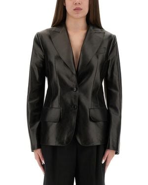 Tom Ford Leather Jacket With Spear Lapels - Black