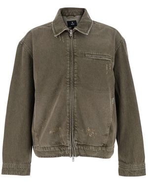 Represent Jacket With Classic Collar And Logo Plaque On The Front - Green