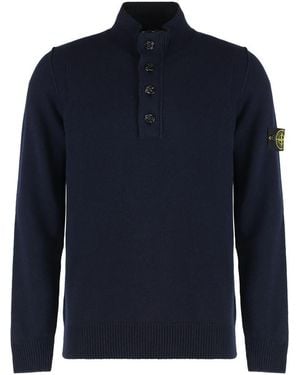 Stone Island Wool Blend Jumper - Blue