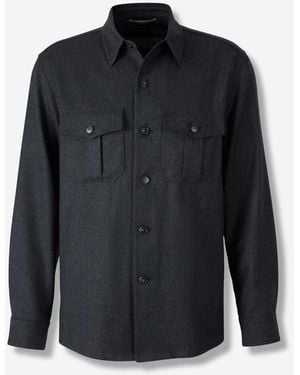 Canali Wool Overshirt - Black