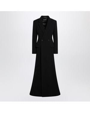 Balenciaga Long Wool-blend Coat - Black