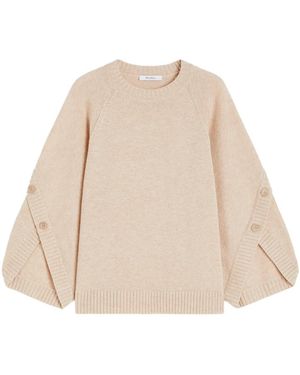 Max Mara Crossover Detail Oversized Wool And Cashmere Jumper Clothing - Natural
