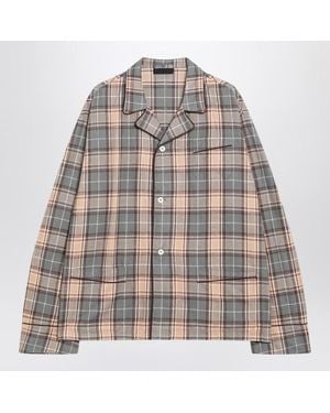 Prada Steel/Cameo Checked Shirt - Gray