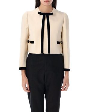 Prada Single-Breasted Compact Sablé Jacket - Natural