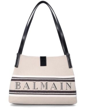 Balmain Release Canvas Shopper Bag - White