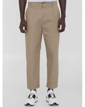 Valentino Garavani Pants In Cotton Gabardine - Natural