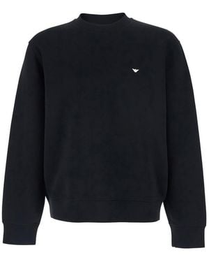 Emporio Armani Crewneck Sweatshirt With Logo Embroidery On The Front - Blue