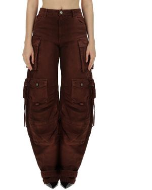 The Attico Burgundy Wide-Leg Denim Jeans - Brown