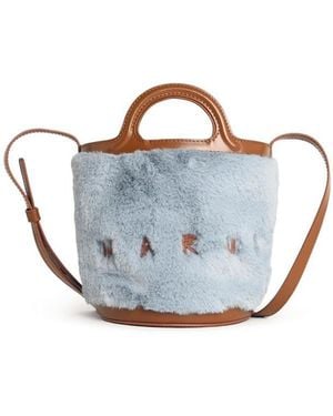 Marni 'Tropicalia' Two-Tone Leather Blend Bag - Blue