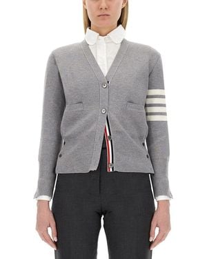 Thom Browne V-Neck Cardigan - Gray