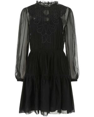 Alberta Ferretti Chiffon Mini Dress - Black