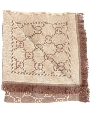 Gucci Scarf With Gg Motif - Natural