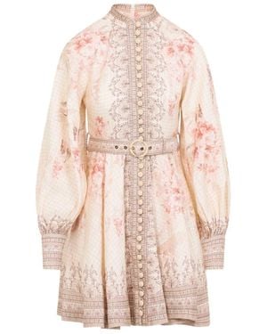 Zimmermann Illuminate Buttoned Linen Mini Dress - Pink
