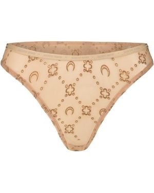 Marine Serre Recycled Mesh Flock Panties - Natural