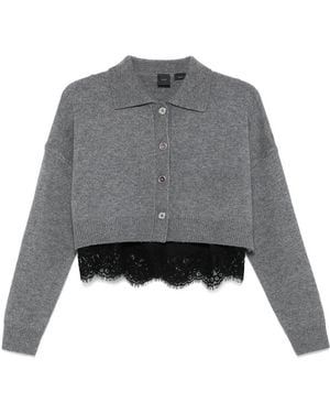 Pinko Wool-Cashmere Mesh Knit Sweater - Gray