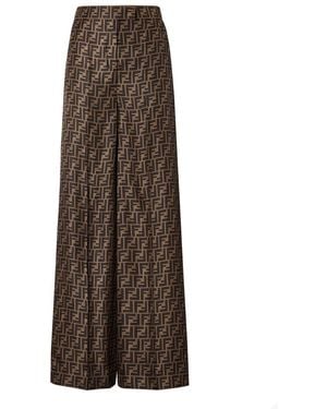 Fendi Ff Twill Pants - Brown