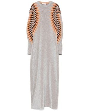 Rabanne Lurex Long Dress With Jacquard Effect - Gray