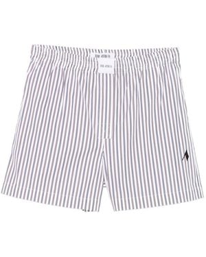 The Attico Striped Cotton Shorts - White