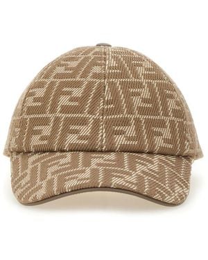 Fendi Ff Monogram Cap - Natural