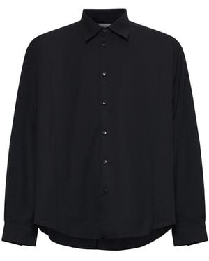 Laneus Virgin Wool Casual Shirt - Black