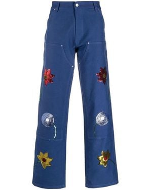 Sky High Farm Embroidered Denim Jeans - Blue