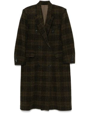 Isabel Marant Double-Breasted Wool Coat With Plaid Pattern - Black