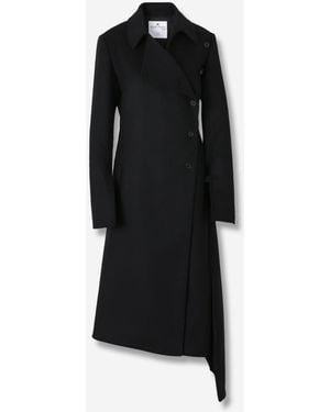 Courreges Long Wool Coat - Black