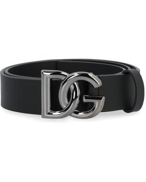 Dolce & Gabbana Dg Buckle Leather Belt - Black