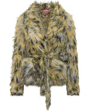 DIESEL Multicolor Faux Fur Jacket - Green