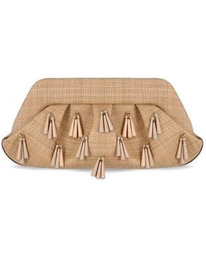 THEMOIRÈ Emera Paper Fringes Macadamia Clutch Bag - Natural