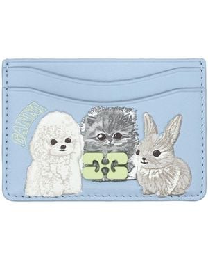 Ganni Animal Bow Card Holder - Blue