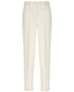 Kiton Tailored Viscose Cigarette Pants With Button Closure - White