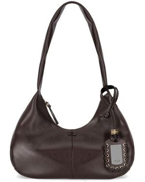 Ganni Hobo Seal Brown Medium Shoulder Bag - Black