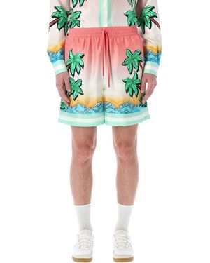 CASABLANCA Tennis Club Silk Shorts - Blue