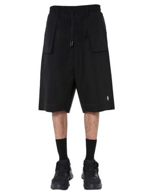 Marcelo Burlon Bermuda With Logo - Black