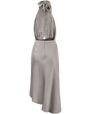 ワンピース ELISABETTA FRANCHI Satin midi dress with asymmetric skirt AB58042E2_AS6_3_D.jpg