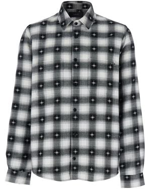 Amiri Starburst Flannel, Long Sleeves, 100% Cotton, Size: Large - Gray