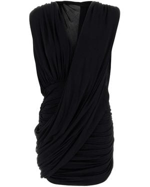 Magda Butrym Draped Cowl-Neck Mini Dress - Black