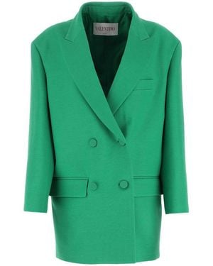 Valentino Garavani Crepe Couture Double-breasted Blazer - Green