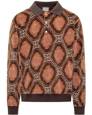 Drole de Monsieur Drole De Monsieur Long Sleeve Polo With Geometric Print - Brown