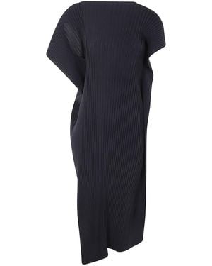 Issey Miyake Shadow Study Pleats Solid Dress Clothing - Blue