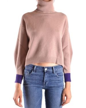 Pinko Cropped Cashmere Sweater With High Turtleneck - Blue