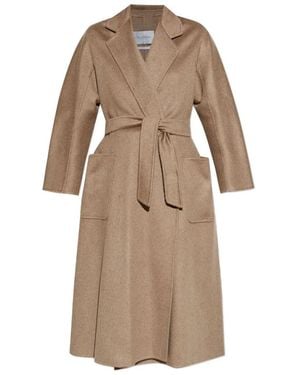 Max Mara "ludmilla" Classic Cashmere Belted Coat Clothing - Natural