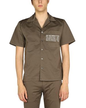 Department 5 Hawaiian Logo Print Shirt - Green