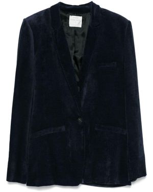 Forte Forte Velvet Single-Breasted Blazer Jacket - Blue