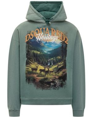 DSquared² Hoodie With Heritage Print - Green